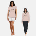 Irge Pigiama Donna 3 Pezzi Mezza Manica - Pantalone Lungo E Pantalone Corto In Puro Cotone