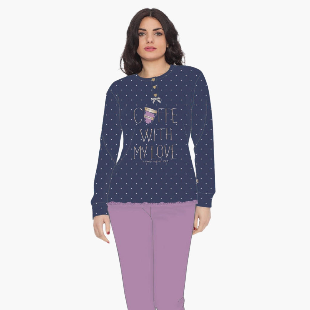 Irge Pigiama Donna Cotone Calibrato Lungo Serafino Elastico Caviglia  Art. Cdm129