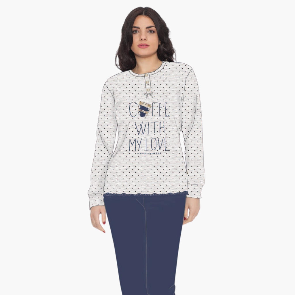 Irge Pigiama Donna Cotone Calibrato Lungo Serafino Elastico Caviglia  Art. Cdm129