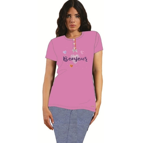 Y&m - Pigiama Donna Pescatore Mezza Manica Stampato In Puro Cotone  Art. Y&m347