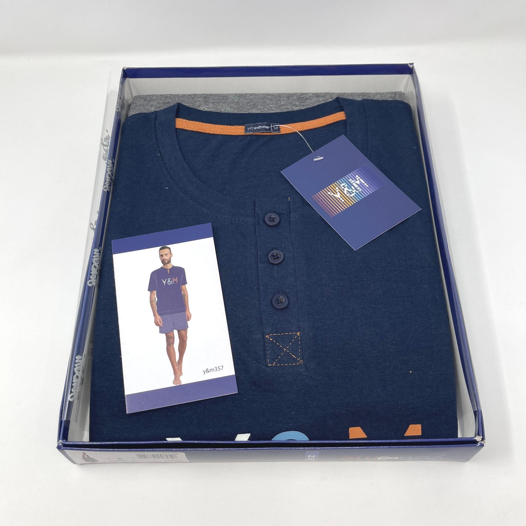 Y&m By Irge - Pigiama Uomo In Cotone Estivo Estivo Maniche Corte Pantaloncino Corto  Art.y&m357