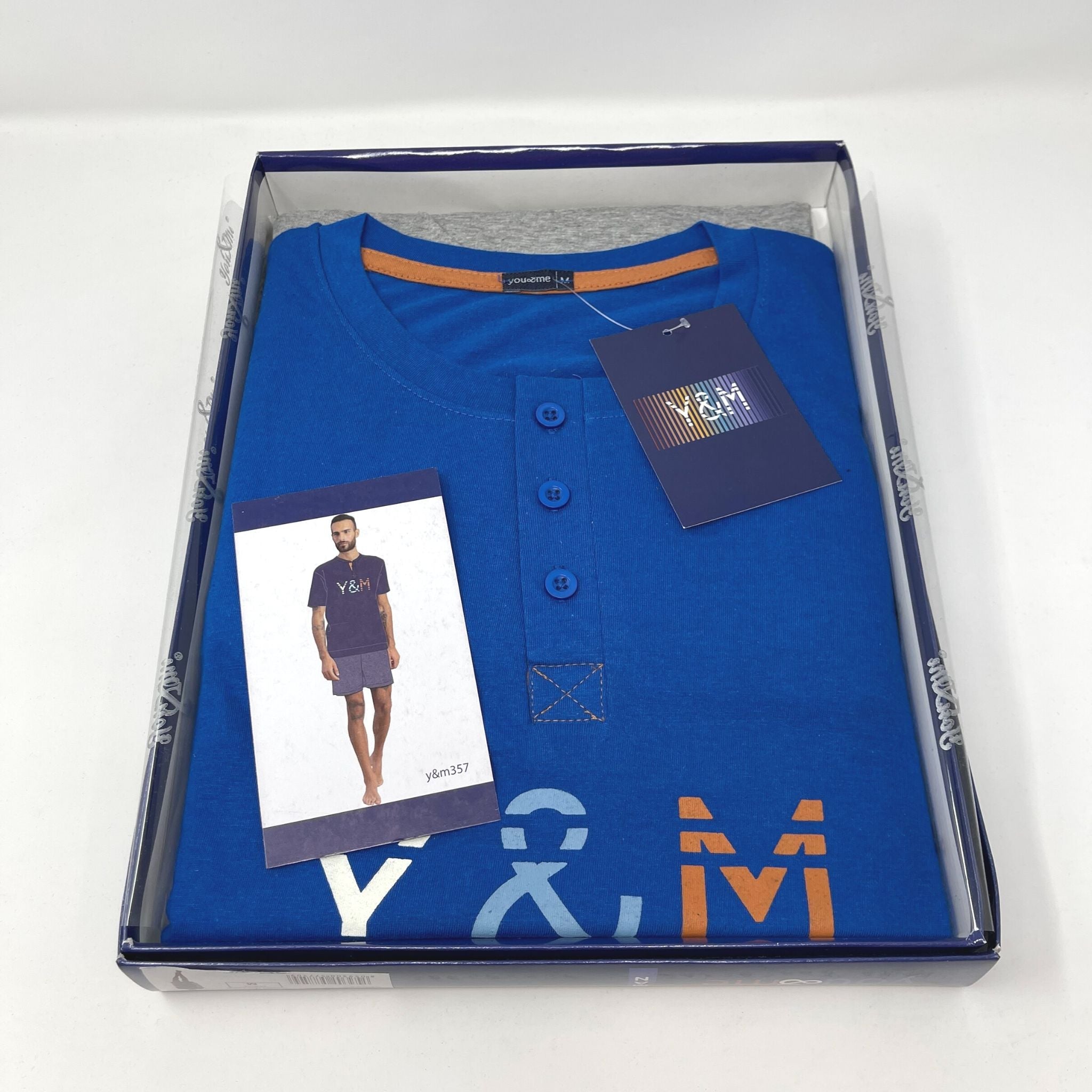 Y&m By Irge - Pigiama Uomo In Cotone Estivo Estivo Maniche Corte Pantaloncino Corto  Art.y&m357