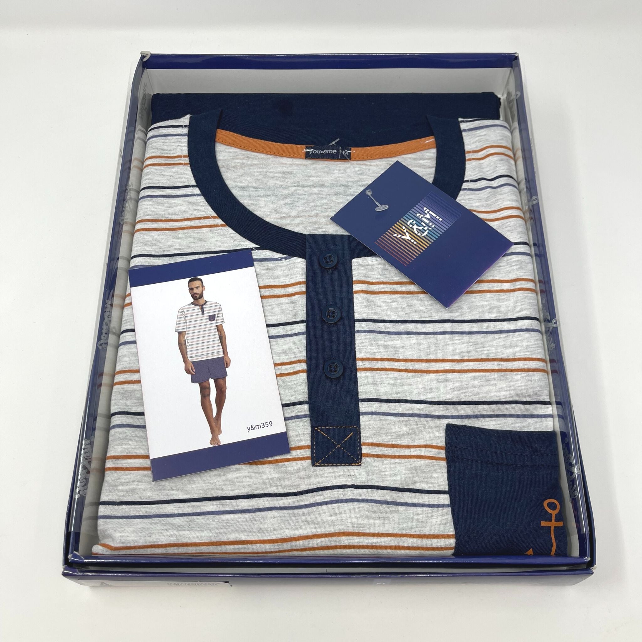 Pigiama Uomo Estivo Mezza Manica Pantaloncino Cotone Jersey Due Varianti Di Colore Art.y&m359