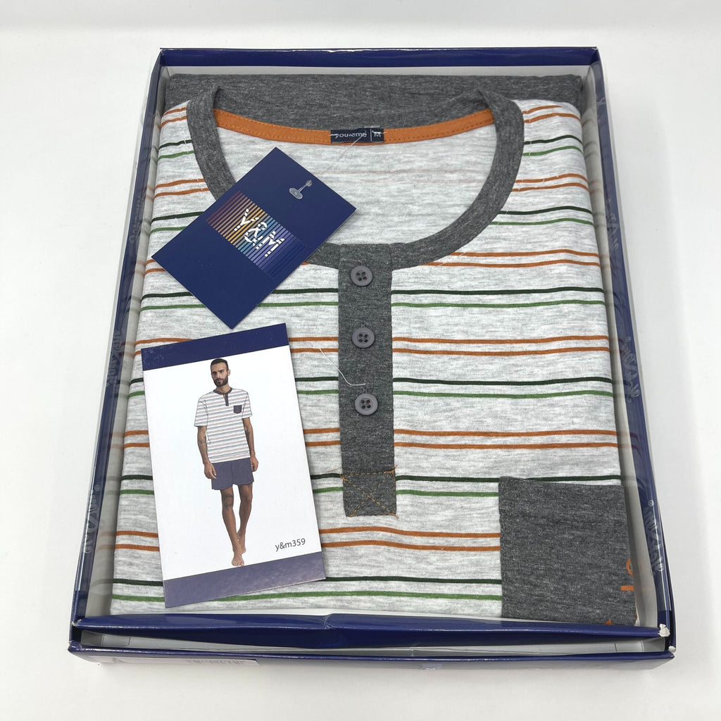Pigiama Uomo Estivo Mezza Manica Pantaloncino Cotone Jersey Due Varianti Di Colore Art.y&m359