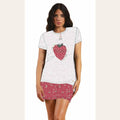 You&me Pigiama Donna Corto Mezza Manica Stampato 3 Bottoni In Puro Cotone  Art. Y&m308