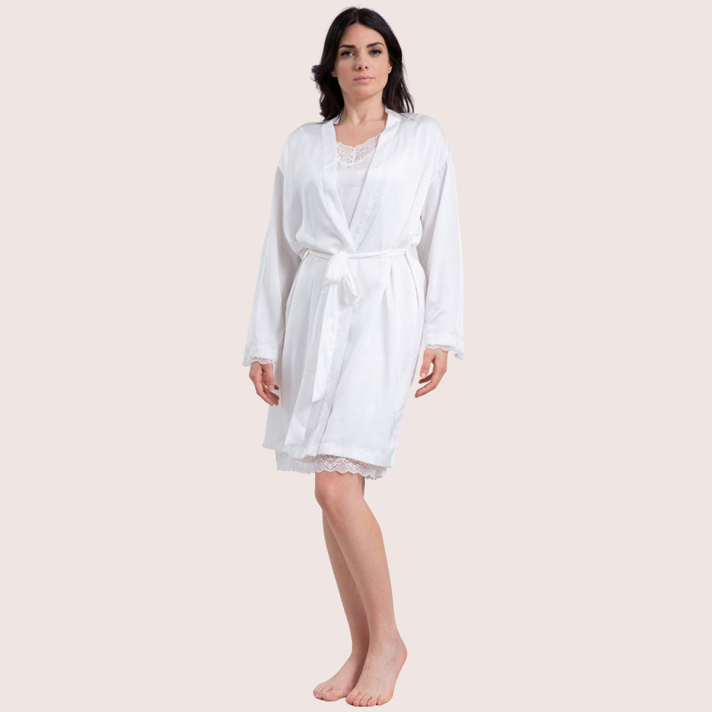Irge Vestaglia Donna In Raso Con Inserti In Pizzo Con Cintura E Passanti Art.ir1579
