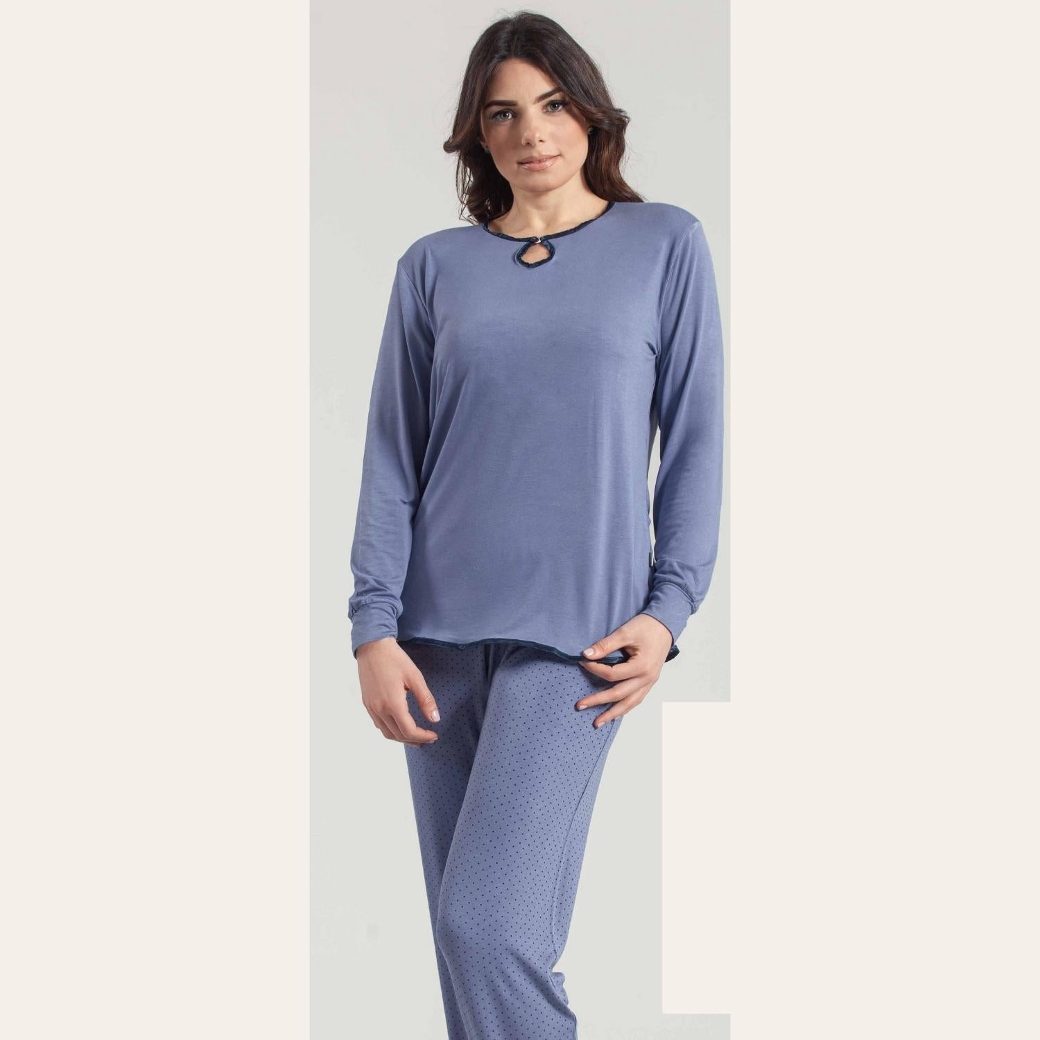 Irge Pigiama Donna 1 Bottone In Viscosa Invernale Con Pantalone Fantasia  Art. Ir1693