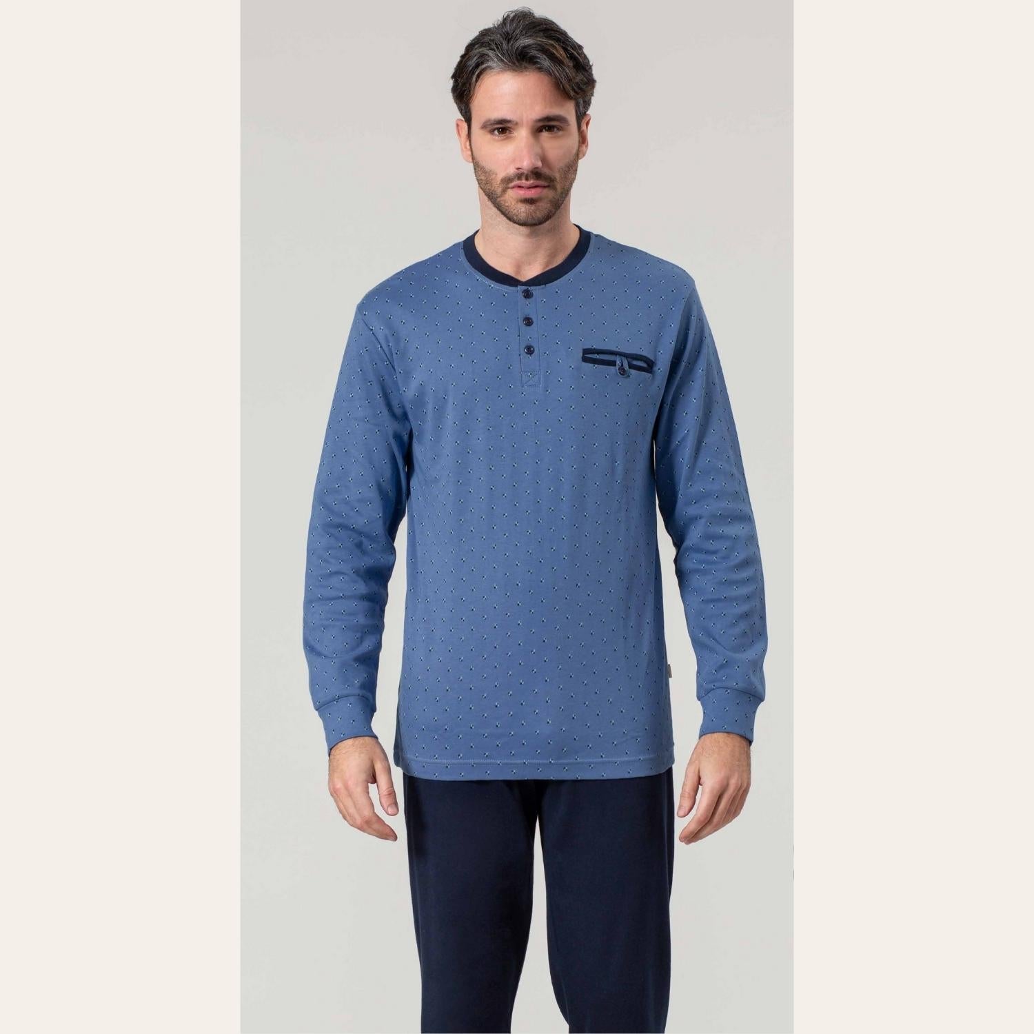 Irge Pigiama Uomo Serafino In Caldo Cotone 100% Con Taschino  Art. Ir1609
