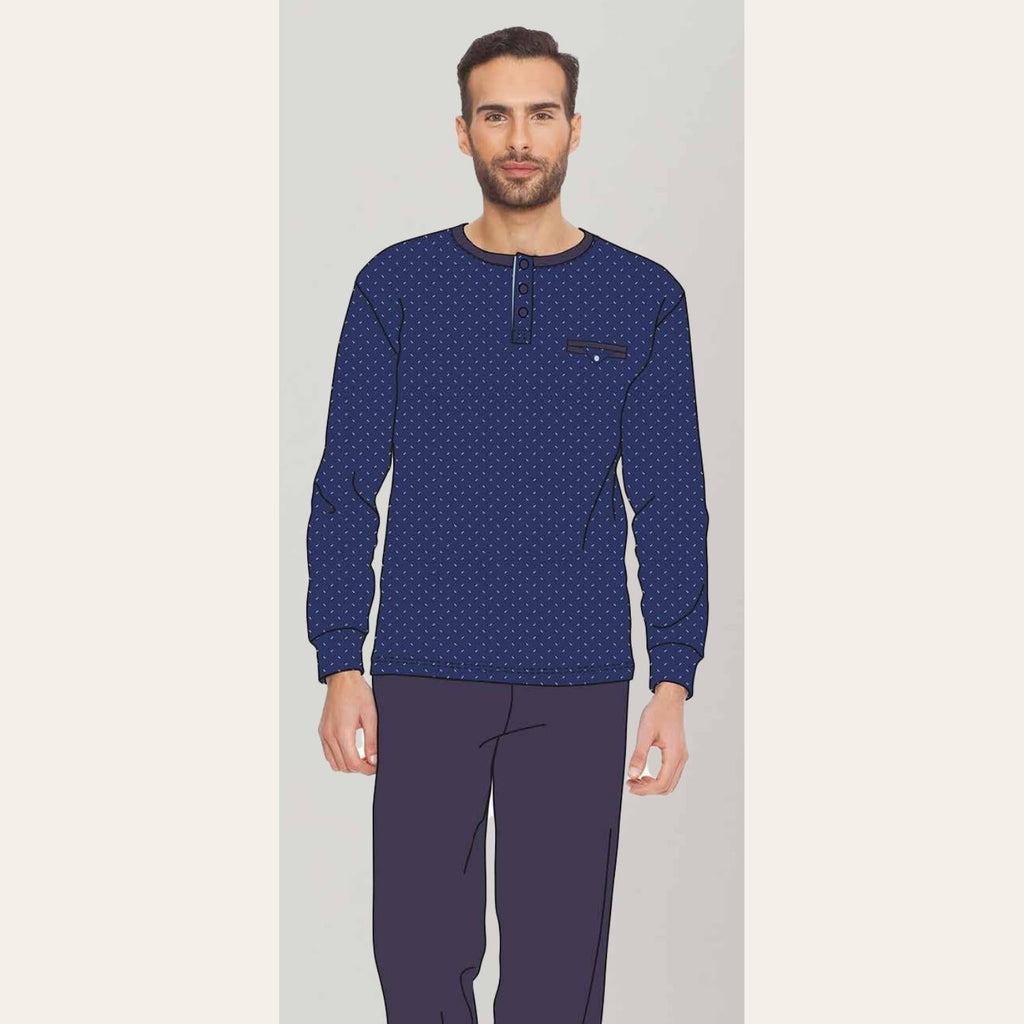 Irge Pigiama Uomo Serafino In Caldo Cotone 100% Con Taschino  Art. Ir1609
