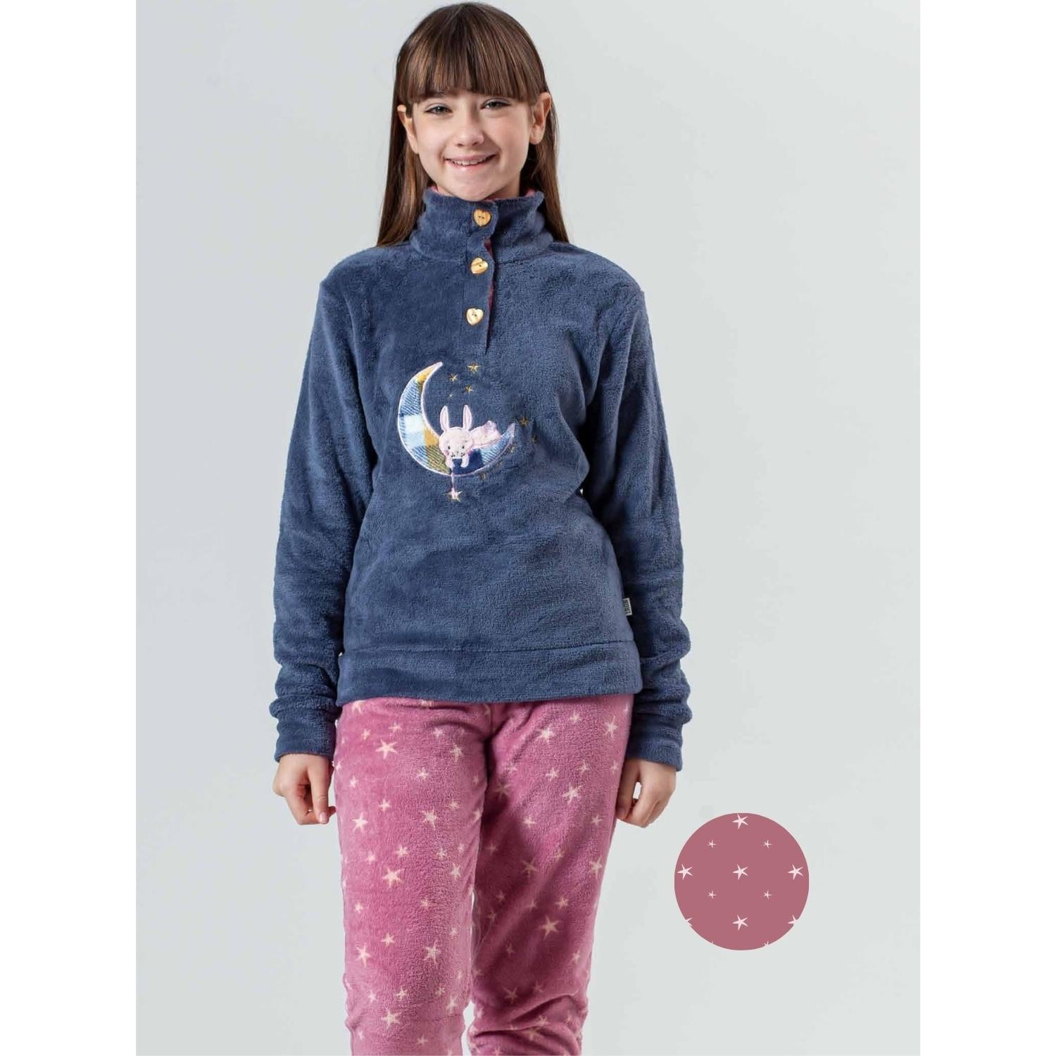Irge Pigiama Bimba Invernale In Morbido Coral Con Ricamo  Art. Ik364