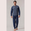 Irge Uomo Pigiama Punto Milano Serafino 3 Bottoni Stampato Pantalone Con Elastico  Art. Pmu293