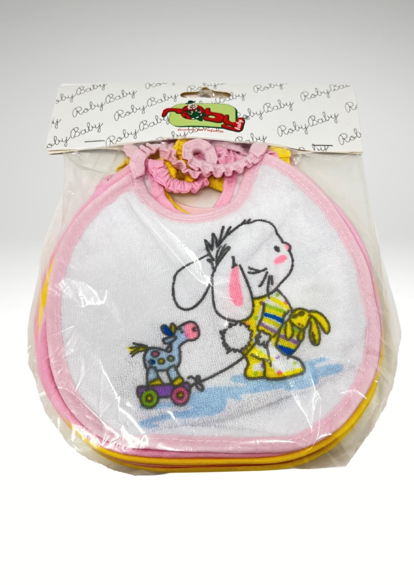 Roby - 6 Bavette Piccola Spugna Retro Pvc Chiusura/elastico Stampata Femminuccia Art. B6497
