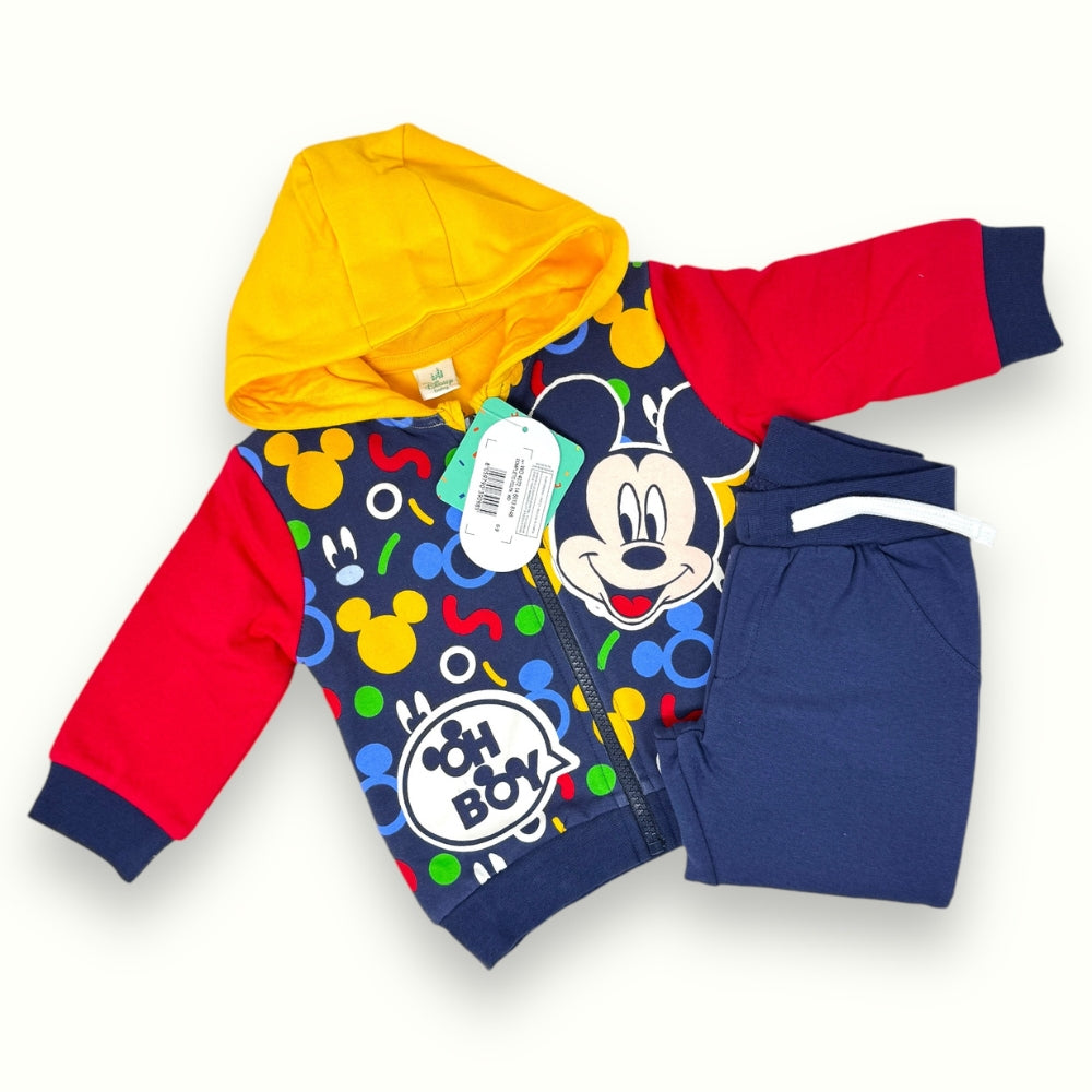 Disney - Completo Felpa Baby Con Cappuccio Stampato Mickey Mouse  Art. Wo4072
