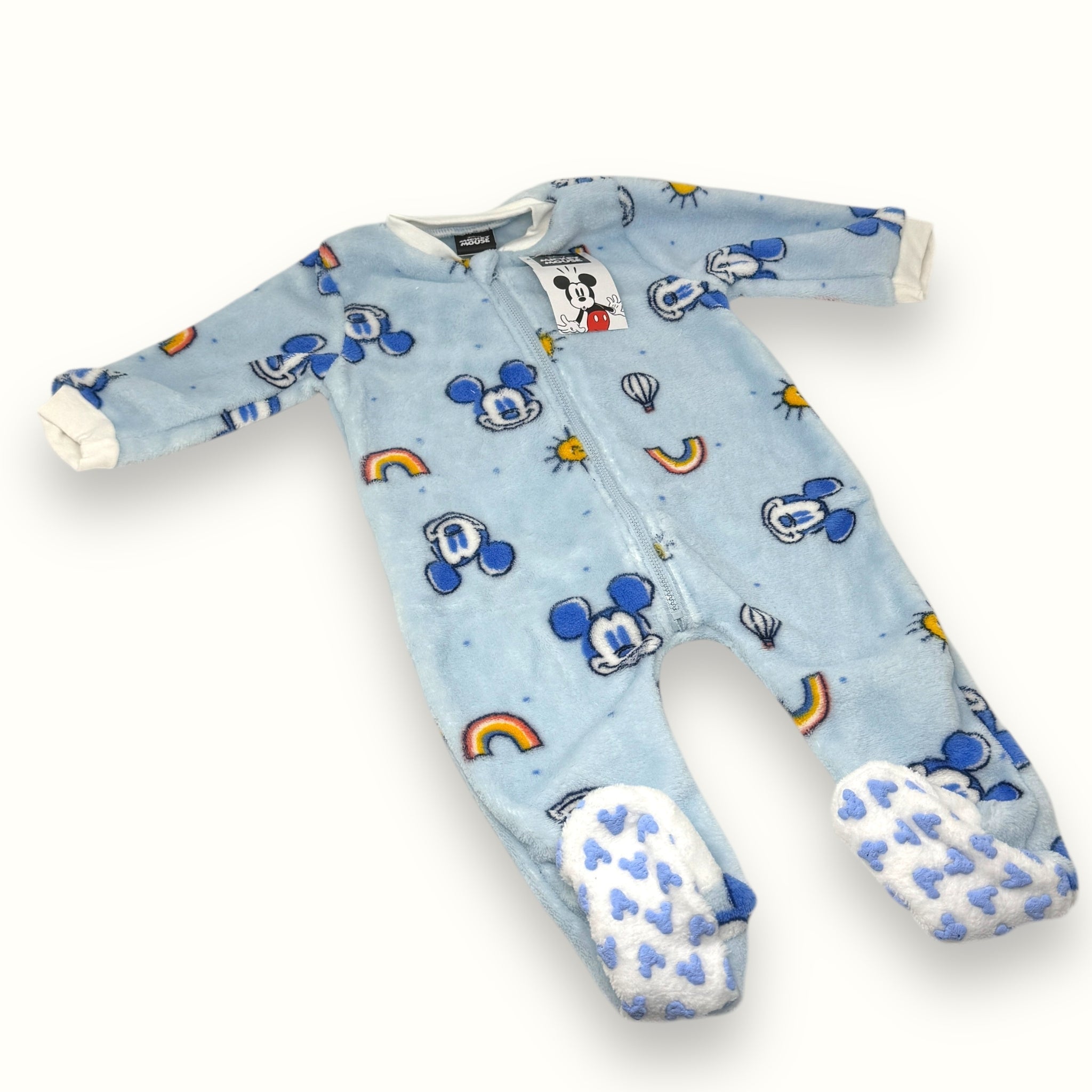 Disney - Pigiamone Intero Baby Maschietto Con Zip In Soffice Coral Stampato  Art. Wl2044