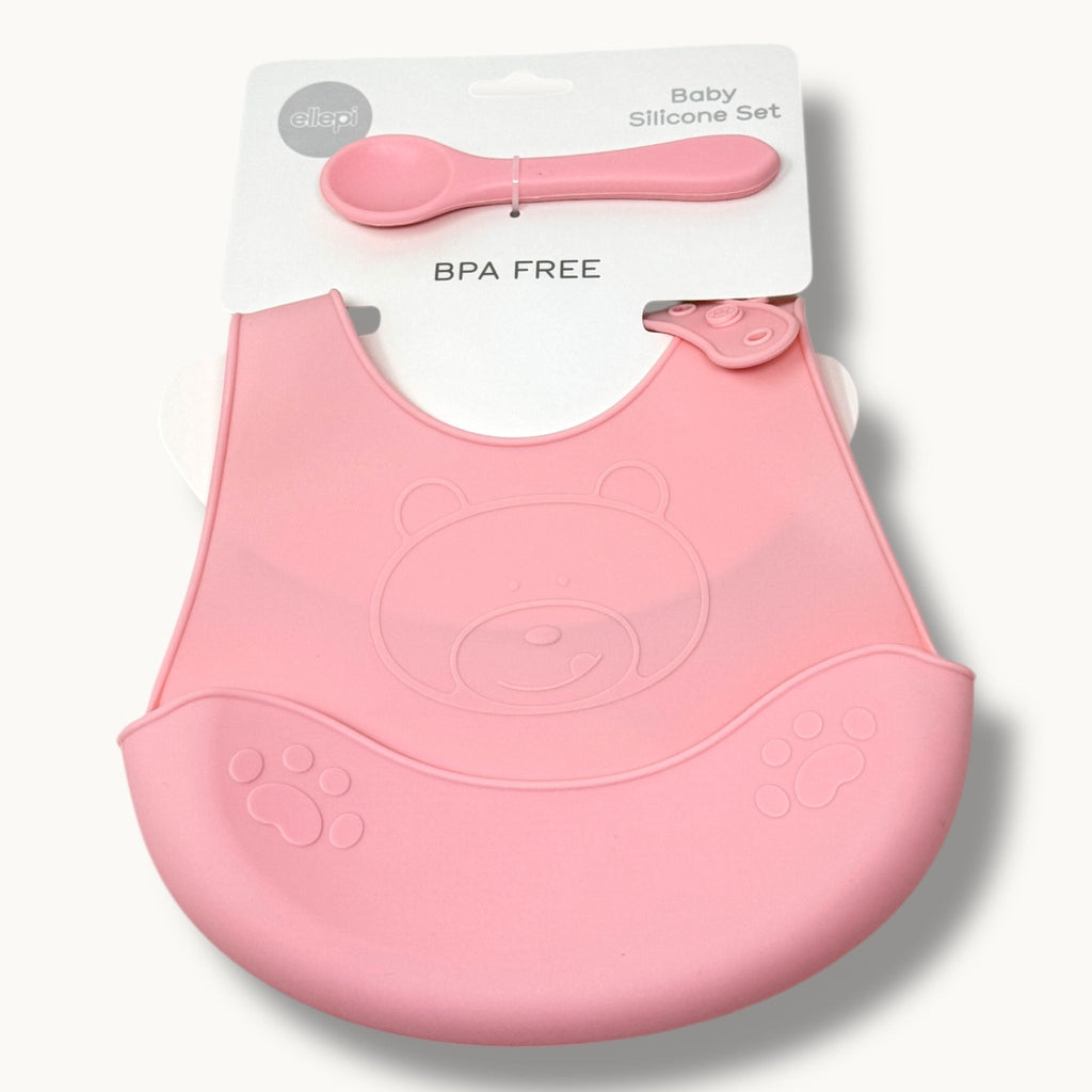 Ellepi Idea Regalo  Set Pappa 2 Pezzi (bavetta+cucchiaio ) In 100% Silicone Art. Cr1012