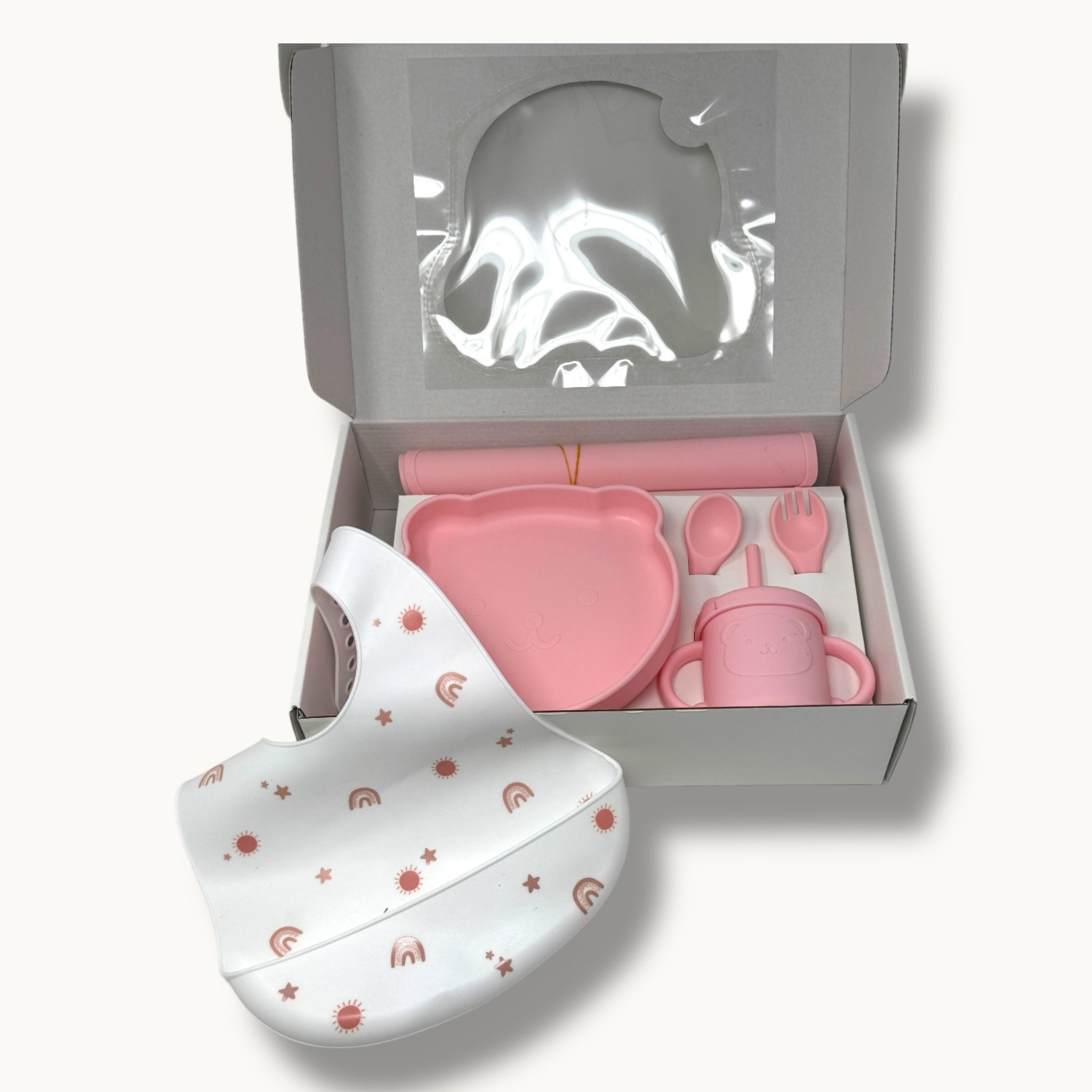 Ellepi Idea Regalo  Set Pappa 6 Pezzi (bavetta+tovaglietta+piatto+posate+borraccia ) In 100% Silic.  Art. Cr1013