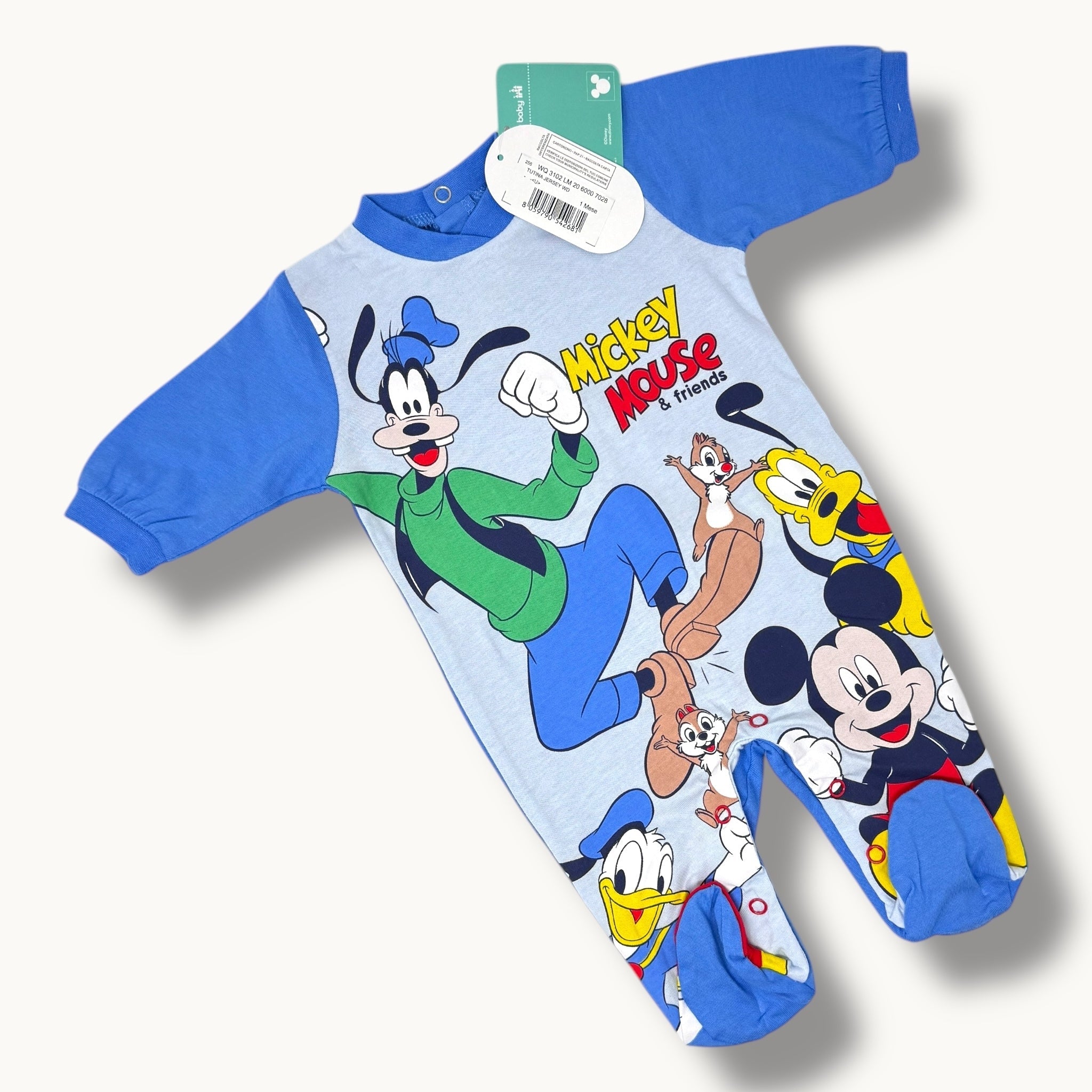 Disney - Tutina Jersey Lunga In Cotone 100% Stampa Personaggi Disney  Art. Wq3102