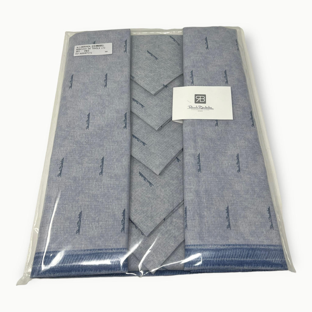 Renato Balestra Servizio Tavola X12 Con Tovaglioli Stampato In Puro Cotone  Art.serv424