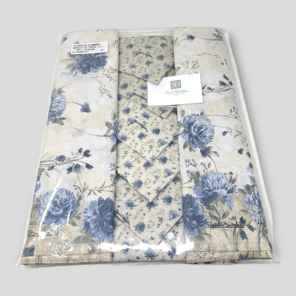 Renato Balestra - Servizio Tavola Composto Da Tovaglia X12 E Tovaglioli Stampato In Puro Cotone Serv428