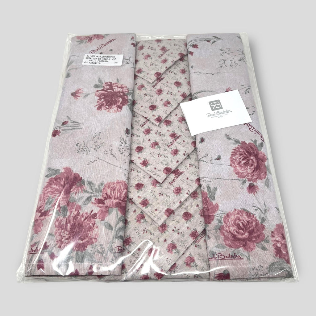 Renato Balestra - Servizio Tavola Composto Da Tovaglia X12 E Tovaglioli Stampato In Puro Cotone Serv428