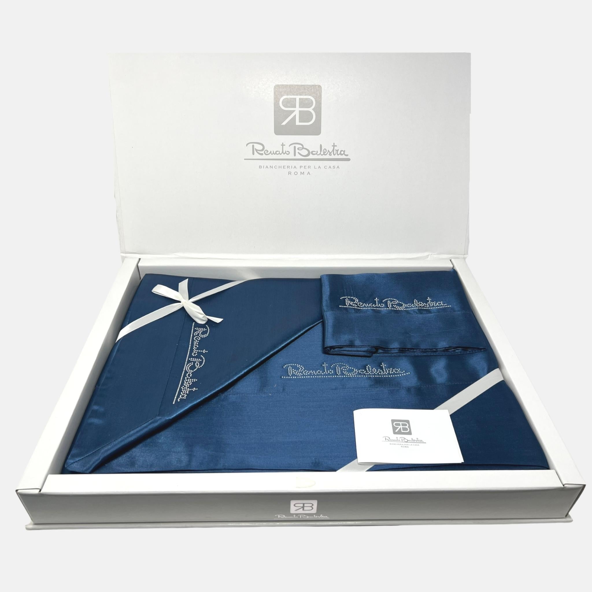 Renato Balestra Completo Lenzuola Matrimoniale In Raso Con Applicazione Art. Copp091