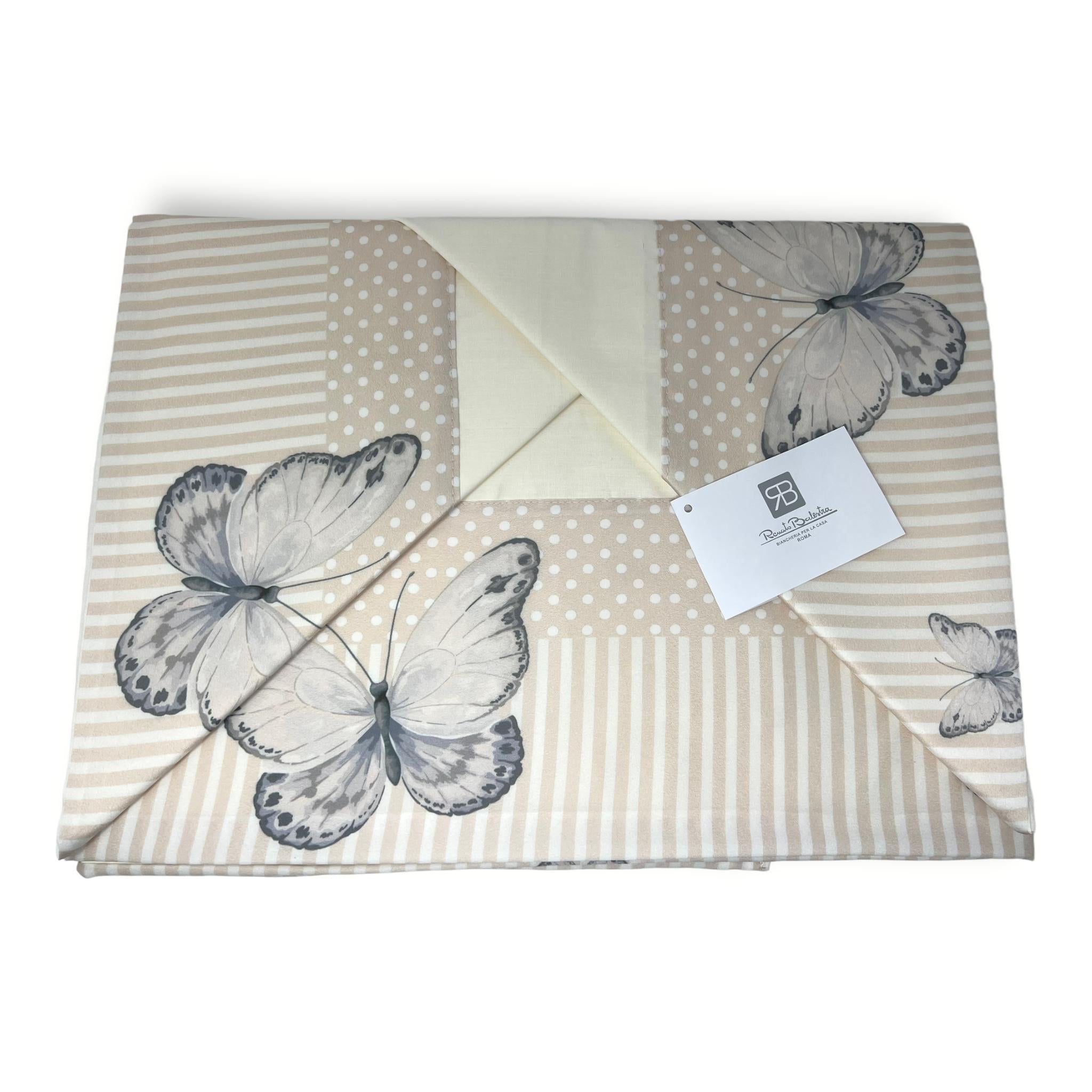 Renato Balestra Completo Lenzuola Matrimoniale In Puro Cotone Art. Butterfly