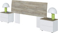 Set Testiera Letto Matrimoniale con 2 Comodini - Bianco Artik e Rovere Alaska