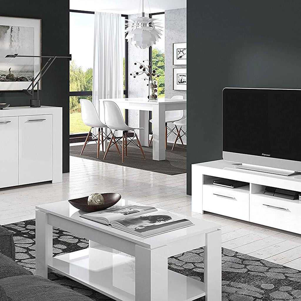 Tavolinetto Apribile Bianco Artik 102x50x43 cm con Spazio Interno
