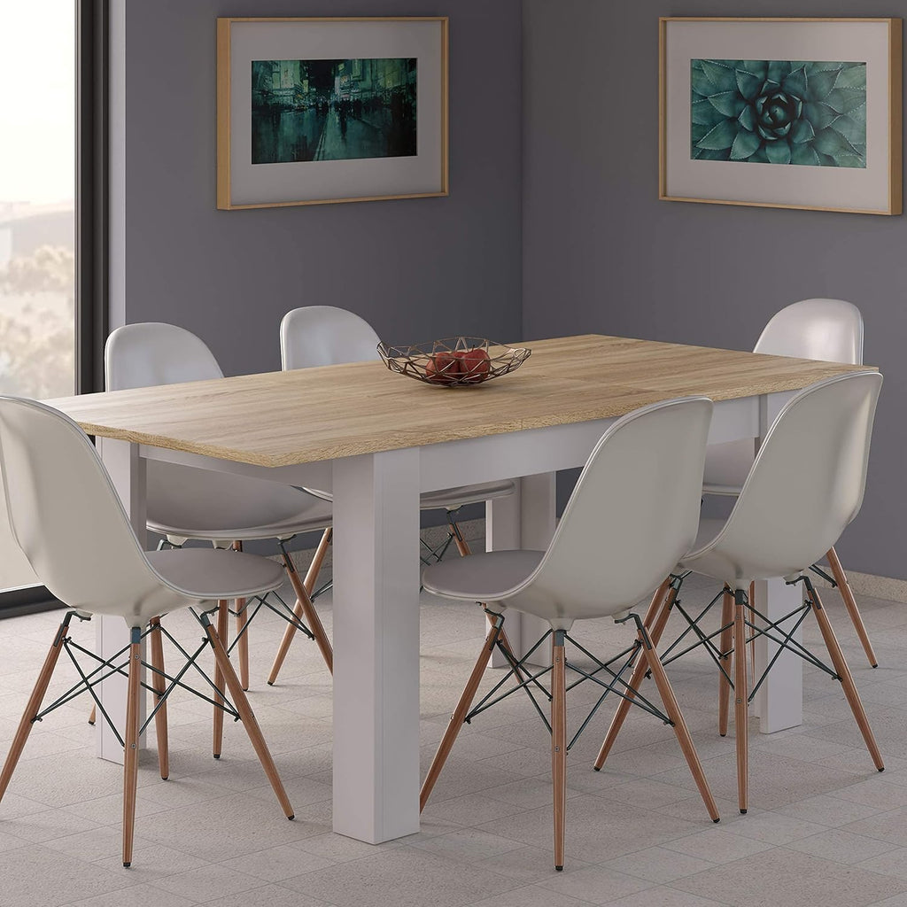 Tavolo allungabile bianco lucido 90x140/190 cm - Prolunga centrale e stile nordico