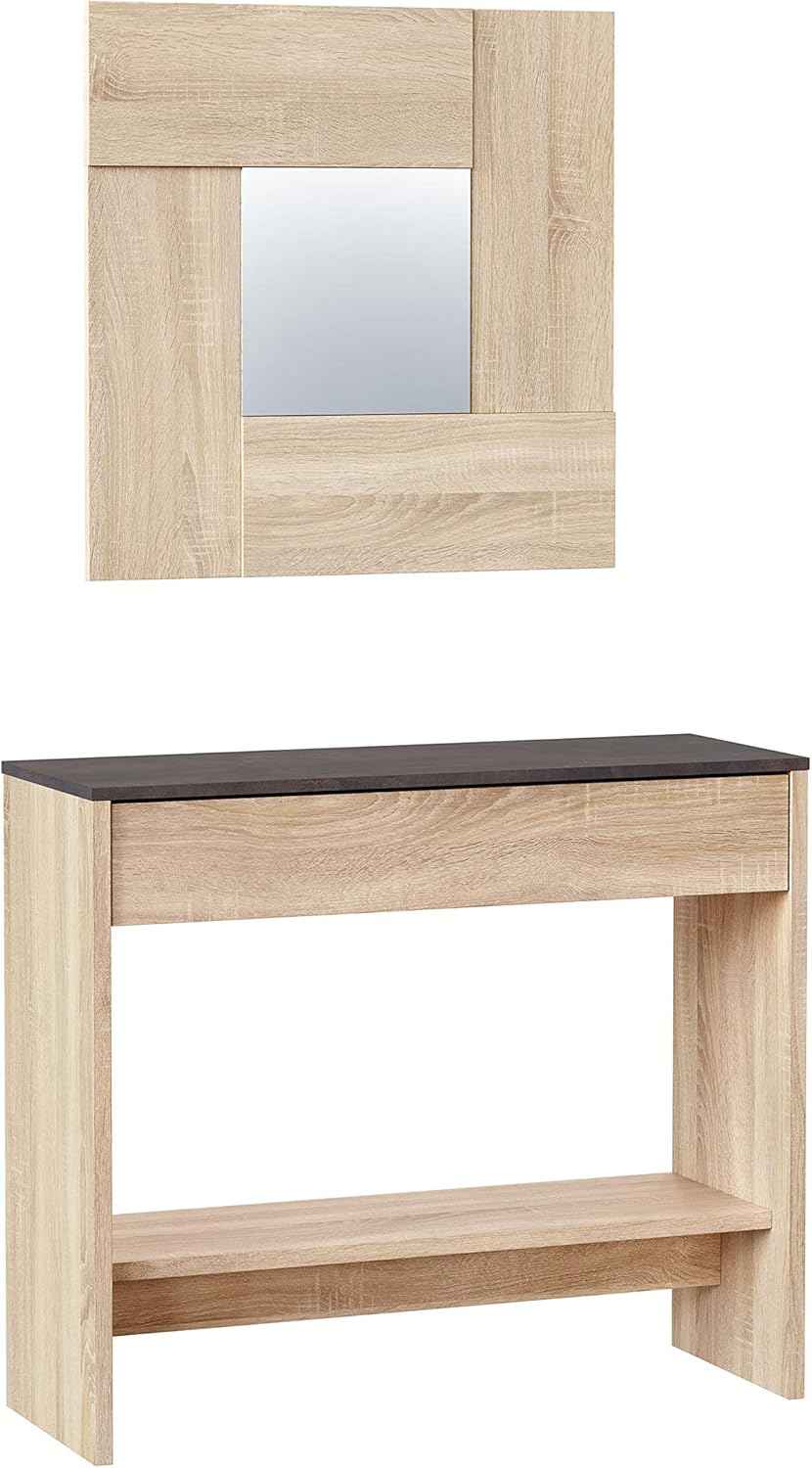 Mobile Ingresso con Cassetto e Specchio Oxys Rovere e Ossido