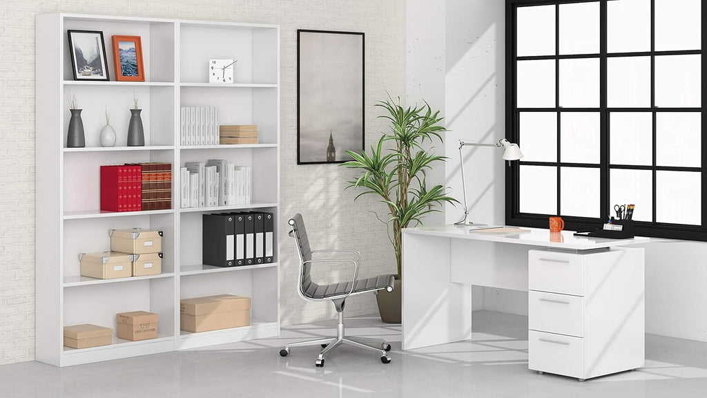 Scrivania 3 cassetti bianco lucido 138x60x74 cm