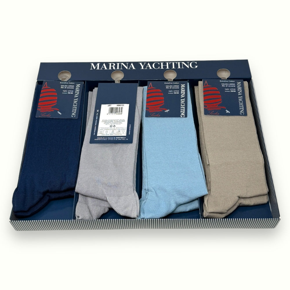 Marina Yachting Confezione  12 Paia Calza Uomo Lunga In Puro Cotone Extrafine (colori Assortiti)  Art. Mb50120