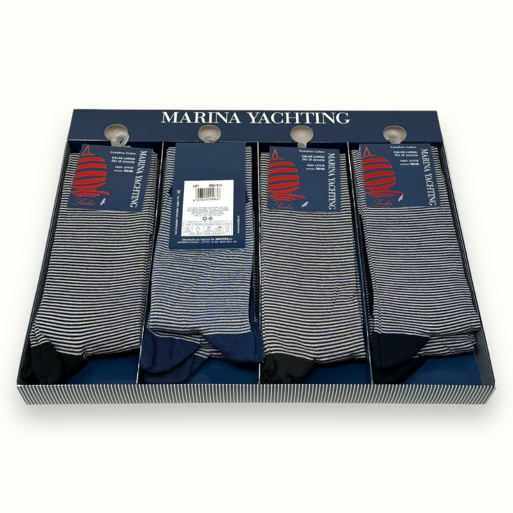 Marina Yachting Confezione 12 Paia Calza Uomo Lunga In Puro Cotone Extrafine (colori Assortiti)  Art. Mb51914