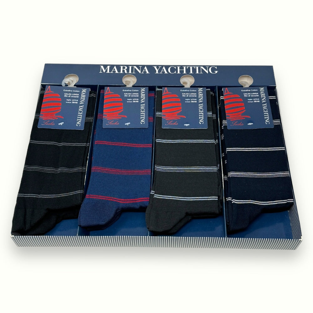 Marina Yachting - Confezione 12 Paia Calza Uomo Lunga In Puro Cotone Extrafine (colori Assortiti)  Art. Mb53314
