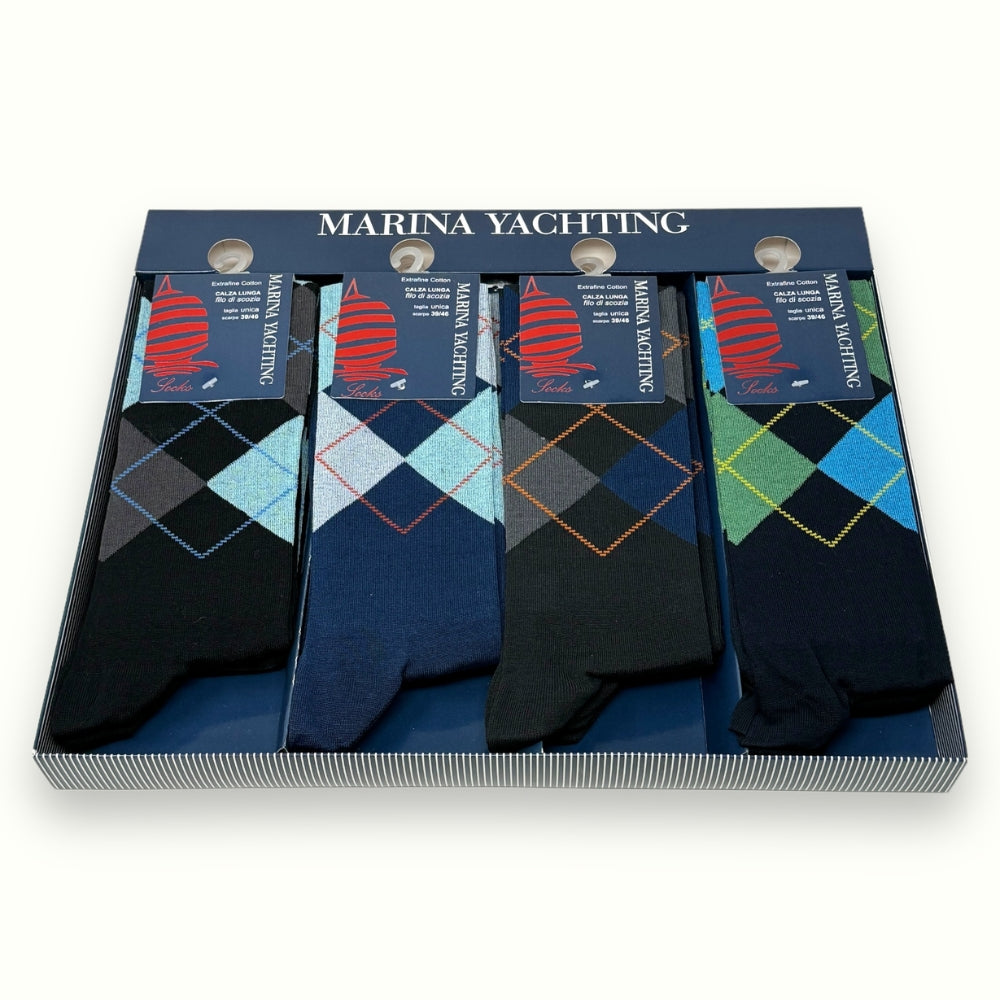Marina Yachting Confezione 12 Paia Calza Uomo Lunga In Puro Cotone Extrafine (colori Assortiti)  Art. Mb53714