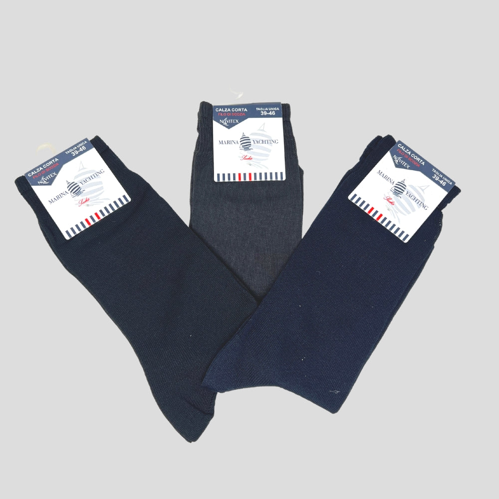 Marina Yachting  - Tris Di Calza Uomo Corta In Cotone Filo Di Scozia - Calzini Uomo Mf30011
