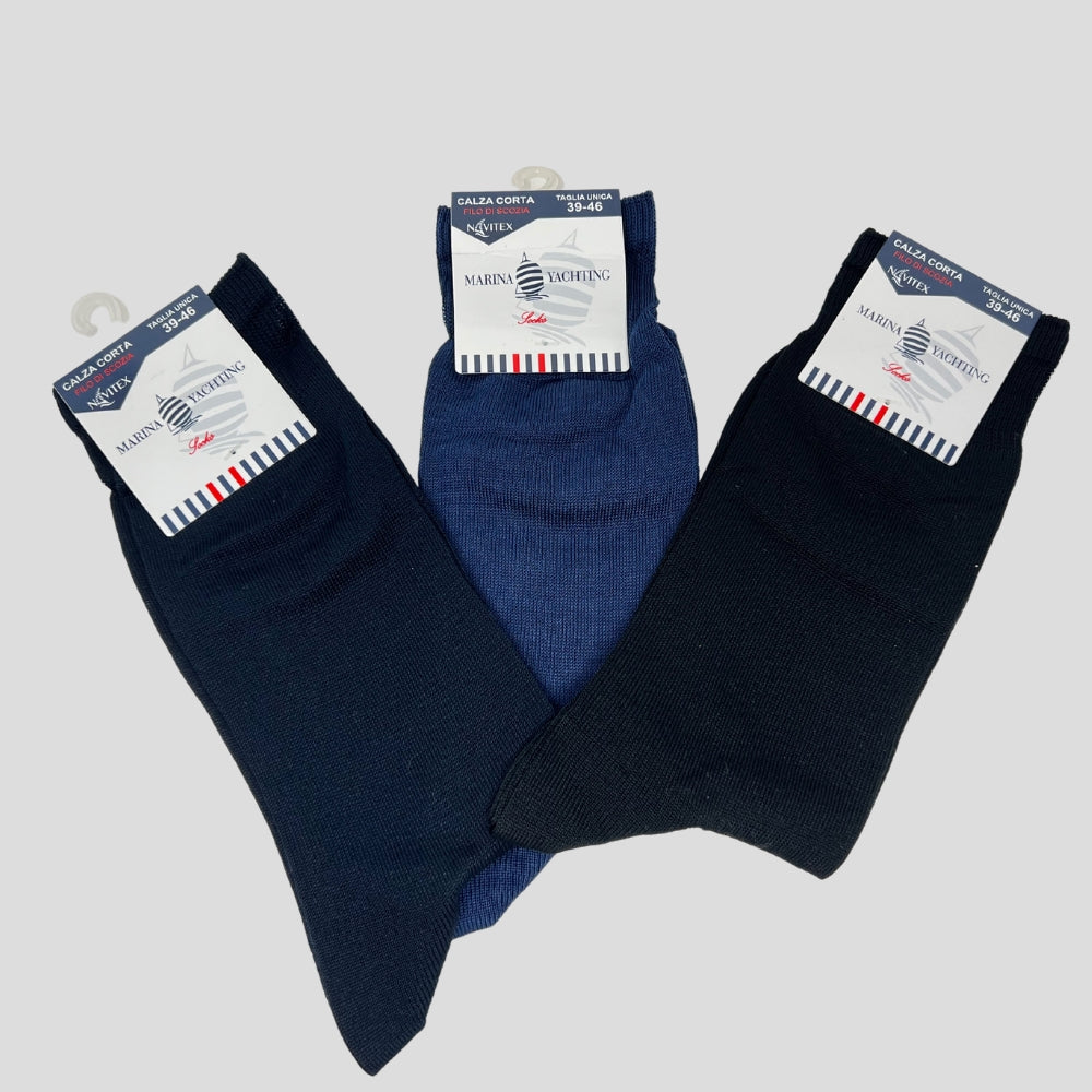 Marina Yachting  - Tris Di Calza Uomo Corta In Cotone Filo Di Scozia - Calzini Uomo Mf30011