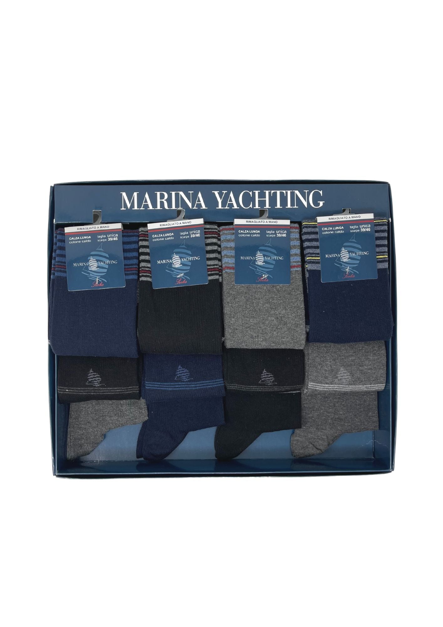 Marina Yachting Conf.12 Paia Calza Uomo Lunga In Caldo Cotone 100% Fantasia Assortite Art.ma31514