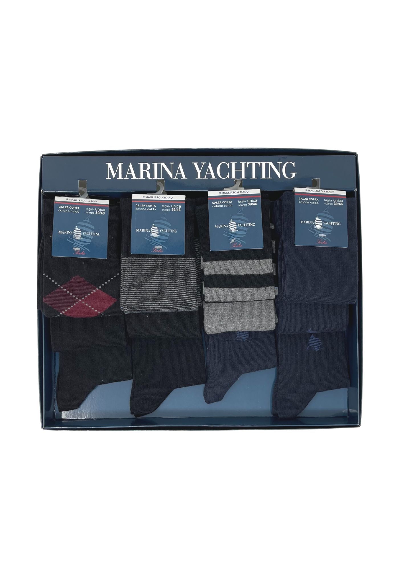 Marina Yacthting Conf.12 Paia Calza Uomo Corta In Caldo Cotone 100% Fantasia Assortite