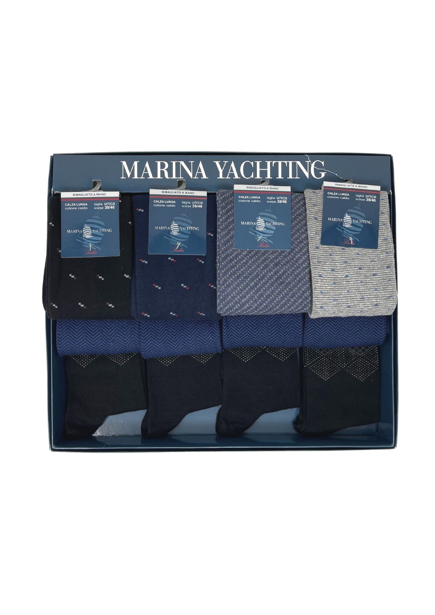 Marina Yachting Conf.12 Paia Calza Uomo Lunga In Caldo Cotone 100% Fantasia Assortite Art.ma36311