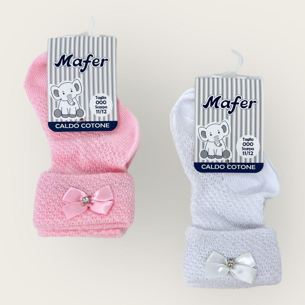 Mafer Baby - Calza Baby Corta Femminuccia Con Risvolto In Caldo Cotone Con Applicazione  Art.bfc7850