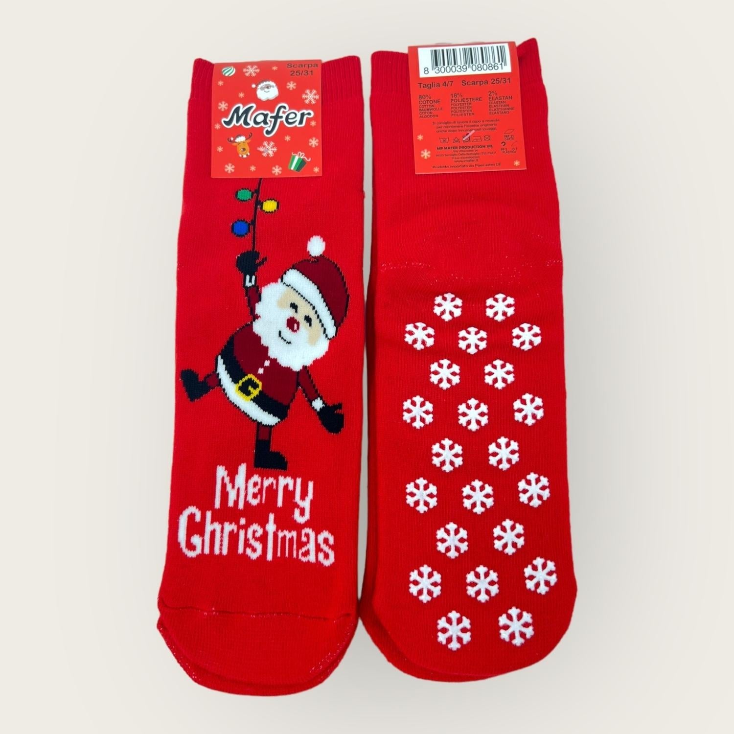 Mafer Natale Calza Bimbo-a Antiscivolo In Cotone Fantasie Natalizie  Art. Xna8086