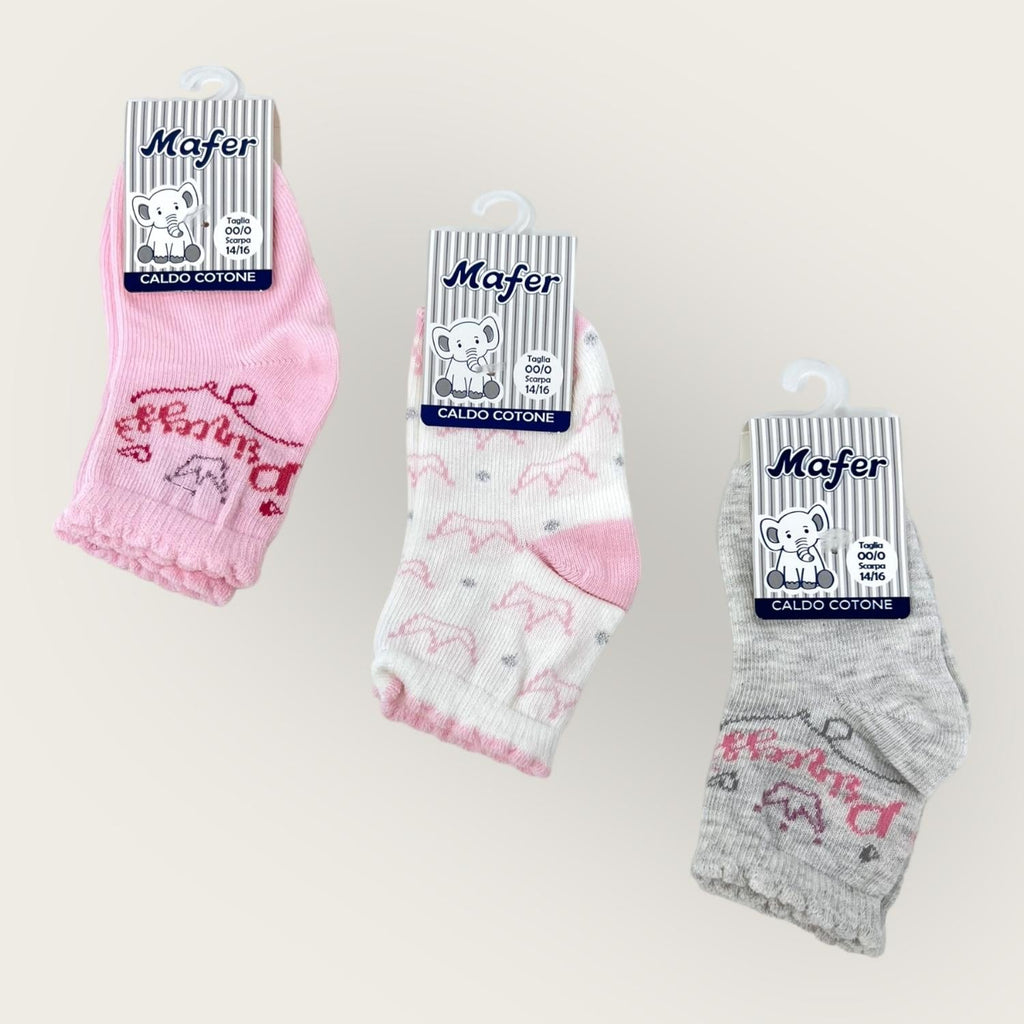 Mafer Baby - Calza Neonata Corta Femminuccia Fantasia In Caldo Cotone  Art. Bfc6584