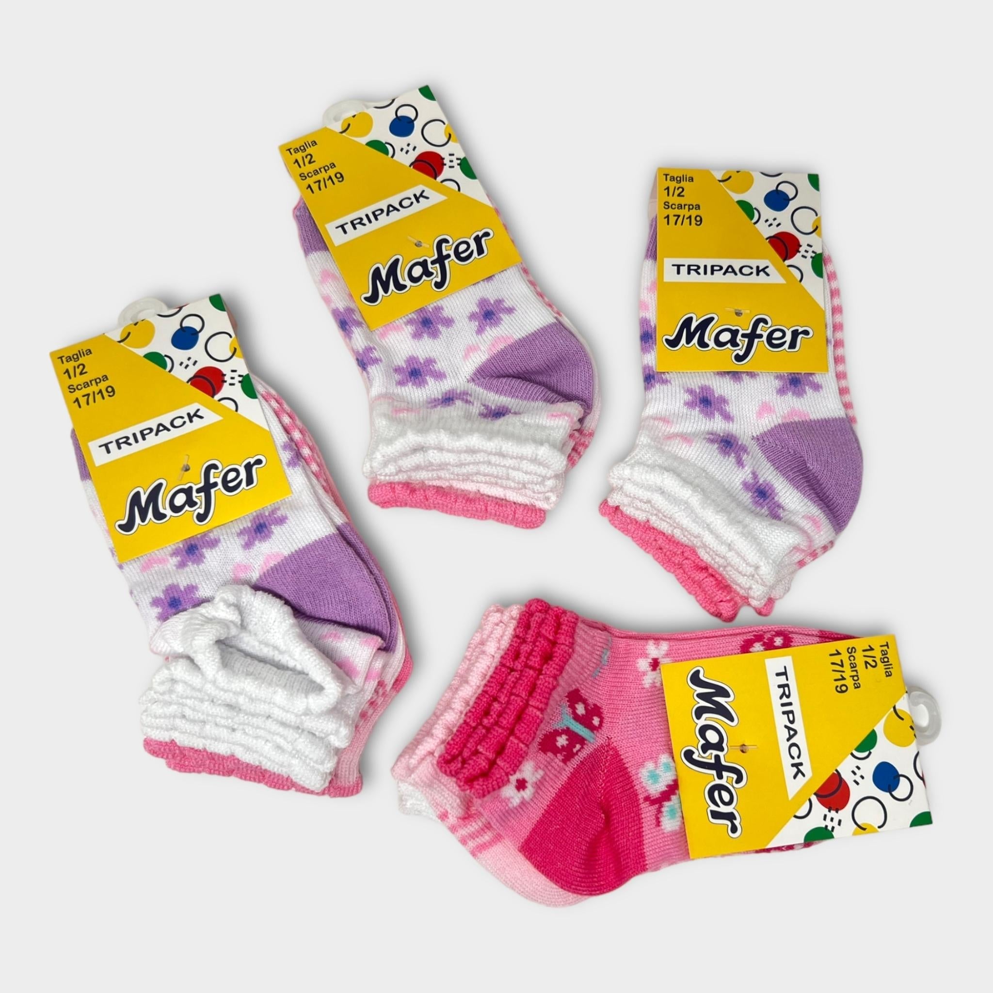 Mafer Conf. 3 Paia Calza Corta Baby Femminuccia In Cotone Fanatasia Art. Bbc6948