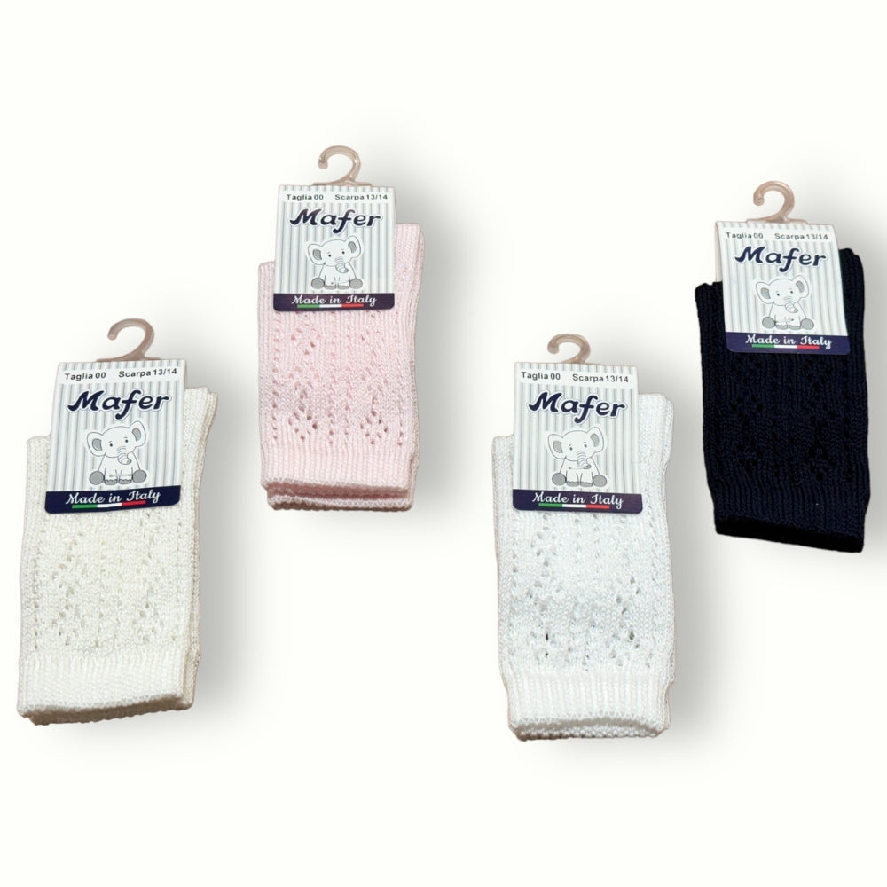 Mafer Baby - Calzino Lungo Baby Femminuccia Traforato In Puro Cotone  Art. Bfl8159