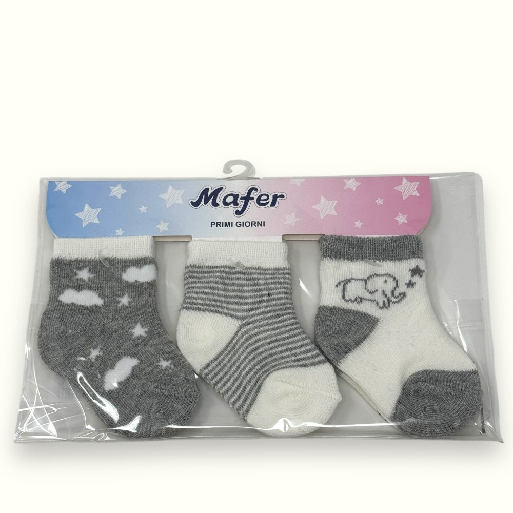 Mafer Baby - Set 3paia Calzino Baby Maschietto Primi Giorni In Cotone Fantasy  Art. Wpg8458