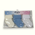 Mafer Baby- Set 3 Paia Calzino Baby Maschietto Con Risvolto Primi Giorni In Cotone  Art. Wpg8469