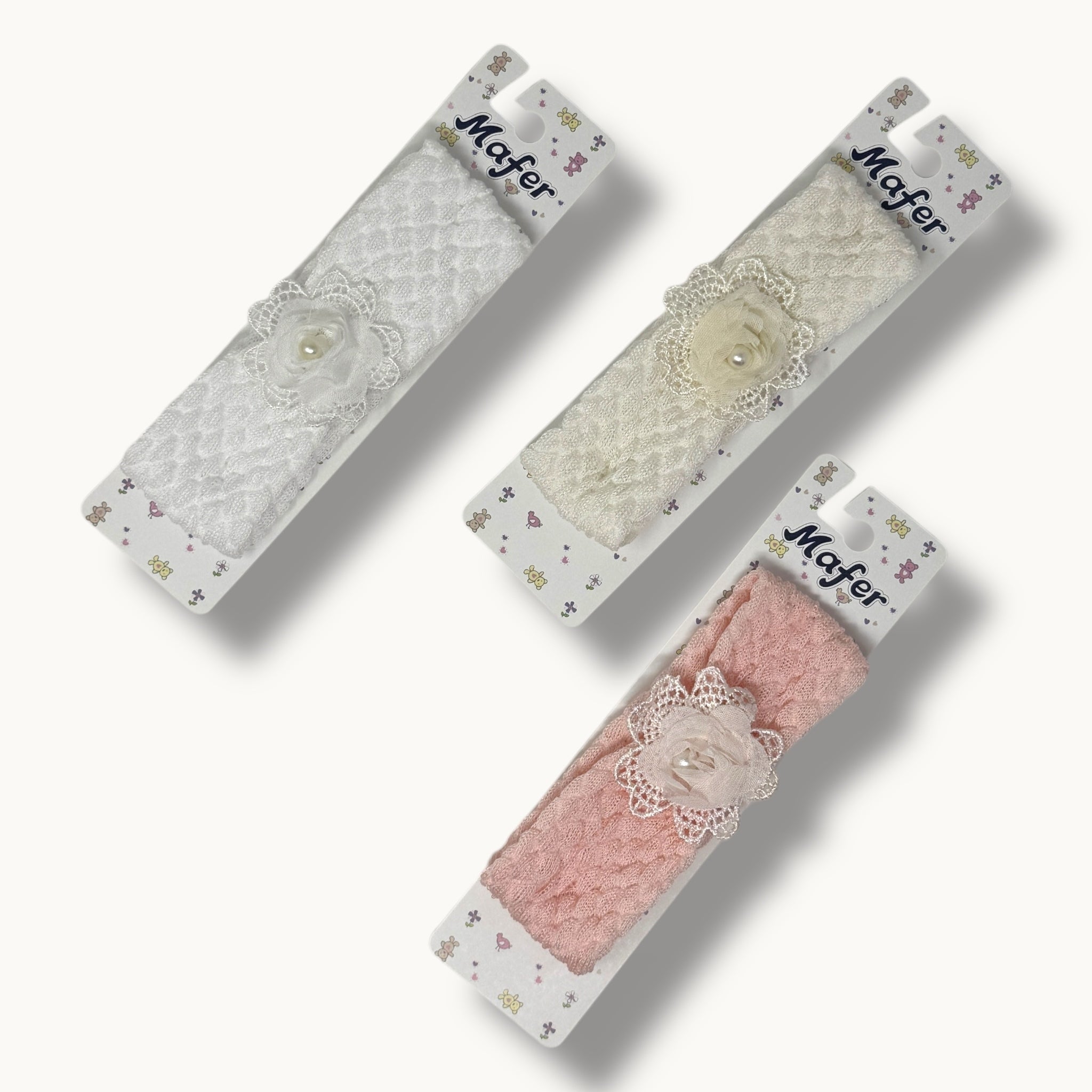 Mafer - Fascetta Baby Con Applicazione In Cotone Vari Colori  Art. Wsf8804