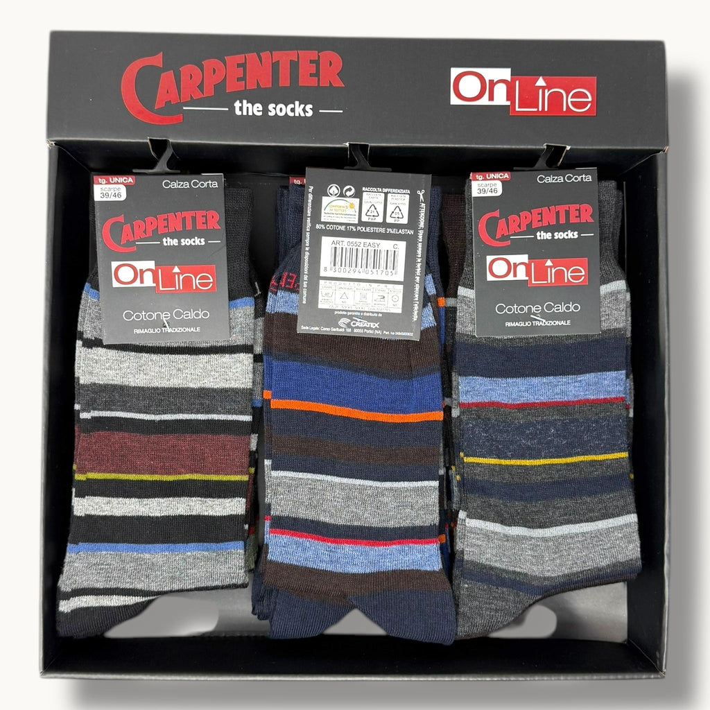 Carpenter - (4 Paia) Calza Corta Uomo In Caldo Cotone Fantasia Art. 0552