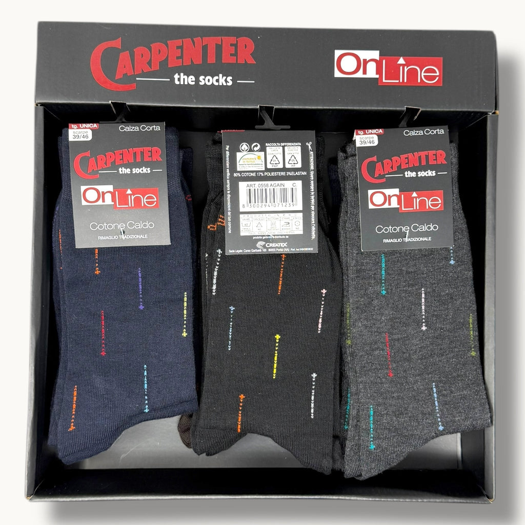 Carpenter - (4 Paia) Calza Corta Uomo In Caldo Cotone Fantasia Art. 0558